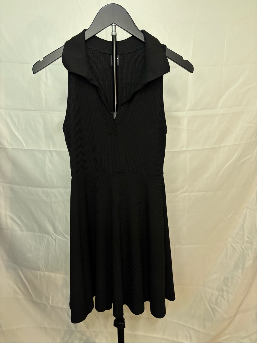 SHEIN Black Sleeveless Collared A-Line Mini Dress